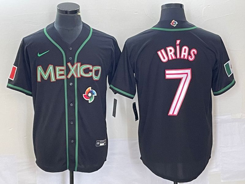 Men 2023 World Cub Mexico #7 Urias Black white Nike MLB Jersey45->more jerseys->MLB Jersey